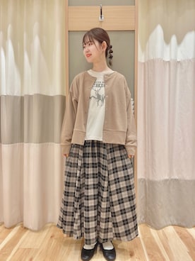 「Samansa Mos2 blue」｜「アイテム（バレエシューズ）」を使った、あやかさん（レディース・153cm）の秋コーディネート
