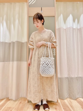 「Samansa Mos2（サマンサ モスモス）のセパレートサンダル（サンダル）」を使った、あやかさん（レディース・153cm）の春コーディネート