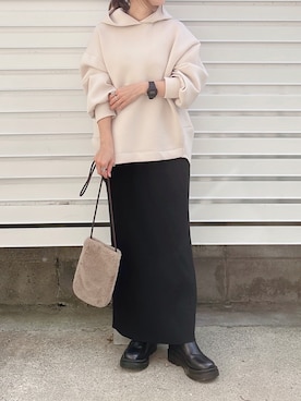 「SUGAR BISKET（シュガービスケット）のニットタイトスカート（スカート）」を使った、moyooonnさん（レディース・152cm）の秋コーディネート