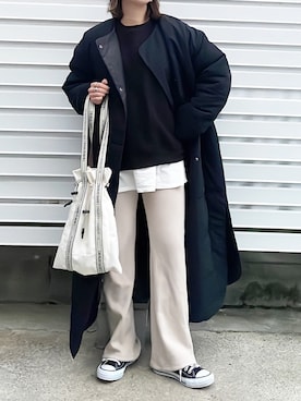 「ap retro（アプレトロ）のアイテム（ノーカラーコート）」を使った、moyooonnさん（レディース・152cm）の秋コーディネート