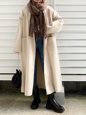「ブーツイン」｜「アイテム（トレンチコート）」を使った、moyooonnさん（レディース・152cm）の秋コーディネート