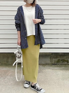 「メンズライクコーデ」｜「アイテム（スカート）」を使った、moyooonnさん（レディース・152cm）の春コーディネート