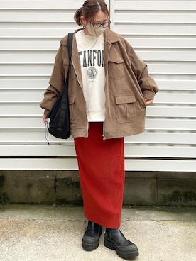 「ECRIRE（エクリール）のアイテム（ブルゾン）」を使った、moyooonnさん（レディース・152cm）の冬コーディネート