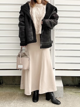 「Starting Over（スターティングオーバー）のアイテム（ムートンコート）」を使った、moyooonnさん（レディース・152cm）の冬コーディネート