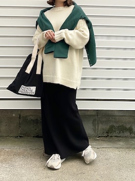 「SUGAR BISKET（シュガービスケット）のニットタイトスカート（スカート）」を使った、moyooonnさん（レディース・152cm）の秋コーディネート