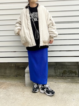 「CIAOPANIC TYPY（チャオパニックティピー）のアイテム（MA-1）」を使った、moyooonnさん（レディース・152cm）の冬コーディネート