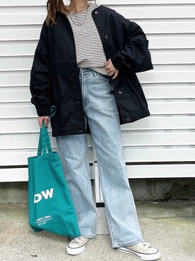 「HWG_5（エイチダブルゴー）のアイテム（ノーカラージャケット）」を使った、moyooonnさん（レディース・152cm）の春コーディネート