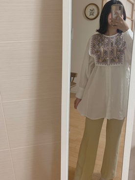 「LOWRYS FARM（ローリーズファーム）のセンタープレスカラーフレアパンツ　870189（その他パンツ）」を使った、kippyさん（レディース・151cm）の夏コーディネート