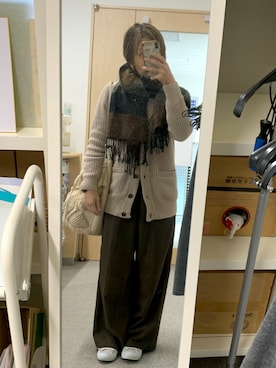 「古着女子」｜「アイテム（アクセサリー）」を使った、さぼまま㊻さん（レディース・158cm）の冬コーディネート