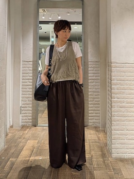 「eL（エル）の【eL】Big Shoulder Bag/184697（ショルダーバッグ、ブラック系）」を使った、つーさんさん（レディース）の春コーディネート