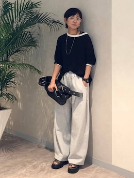 「アイテム（スウェットパンツ）」を使った、つーさんさん（レディース・164cm・30代）の夏コーディネート