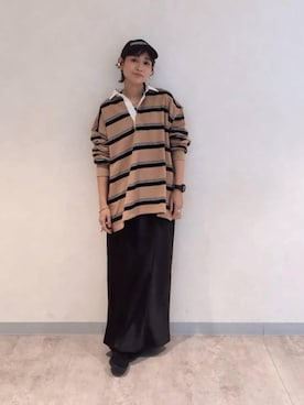 「アイテム（ポロシャツ）」を使った、つーさんさん（レディース・164cm）の冬コーディネート