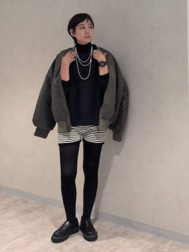 「アイテム（MA-1）」を使った、つーさんさん（レディース・164cm）の秋コーディネート