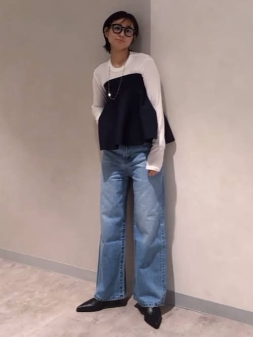 新品】ジーナシス 【eL】Loose wide Denim Pants eL】Loose wide