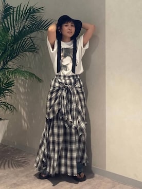 「JEANASIS（ジーナシス）のアイテム（ハット）」を使った、つーさんさん（レディース・164cm）の夏コーディネート