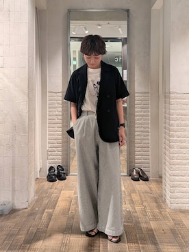 「JEANASIS（ジーナシス）の【kurry×JEANASIS】BIGプリントTEE/1043156（Tシャツ/カットソー、ホワイト系）」を使った、つーさんさん（レディース）の夏コーディネート