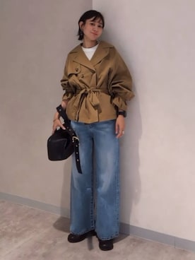 「アイテム（トレンチコート）」を使った、つーさんさん（レディース・164cm）の秋コーディネート