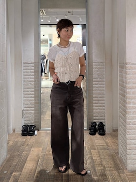 「eL（エル）の【eL】Hand Knit Cami/646192（キャミソール、ホワイト系）」を使った、つーさんさん（レディース）の春コーディネート