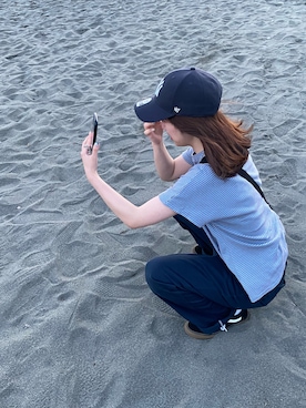 「海」｜「アイテム（チノパンツ）」を使った、🍊さん（レディース・156cm）の夏コーディネート