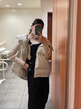 「アイテム（ダウンベスト）」を使った、37さん（レディース・160cm）の冬コーディネート