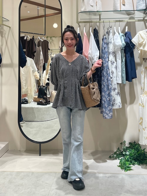 osono〉タックデザインぺプラム5分袖ブラウス（シャツ/ブラウス