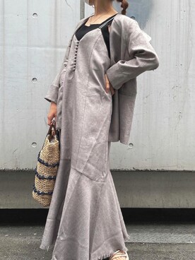 「キャミワンピース」｜「アイテム（ノーカラージャケット）」を使った、おまいさん（レディース・152cm）の夏コーディネート