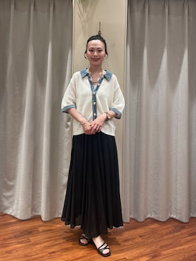 「お団子ヘアー」｜おまいさん（レディース・152cm）の夏コーディネート