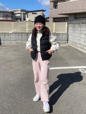 「UNIQLO（ユニクロ）のアイテム（帽子）」を使った、おまいさん（レディース・152cm）の冬コーディネート