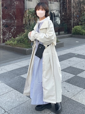 「ストライプワンピース」｜「アイテム（ジャケット/アウター）」を使った、おまいさん（レディース・152cm）の春コーディネート