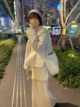 「ニット帽コーデ」｜「アイテム（ジャケット/アウター）」を使った、おまいさん（レディース・152cm）の冬コーディネート