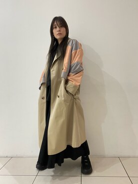 「マキシスカート」｜「アイテム（トレンチコート）」を使った、kimmyさん（レディース・162cm）の冬コーディネート