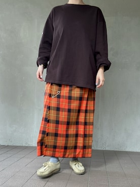 「アイテム（モカシン/デッキシューズ）」を使った、温流さん（レディース・160cm）の秋コーディネート