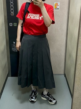 「SLOBE IENA（スローブイエナ）のビンテージライクロゴTEE（Tシャツ/カットソー、レッド系）」を使った、温流さん（レディース・160cm）の夏コーディネート