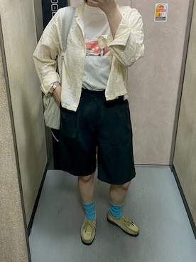 「Bshop（ビショップ）のHistory of Art | 〈別注〉プリントTシャツ CAR Ⅰ WOMEN（Tシャツ/カットソー、ホワイト系）」を使った、温流さん（レディース・160cm）の春コーディネート
