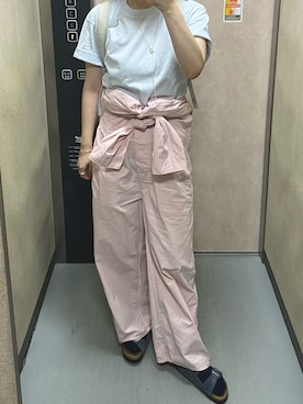 「UNFIL（アンフィル）のUNFIL | コットン製品染め クルーネックTシャツ WOMEN（Tシャツ/カットソー、ブルー系）」を使った、温流さん（レディース・160cm）の春コーディネート