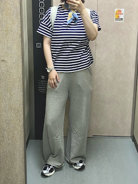「ORCIVAL（オーシバル）のORCIVAL | ワイド半袖Tシャツ WOMEN（Tシャツ/カットソー、ブルー系）」を使った、温流さん（レディース・160cm）の春コーディネート