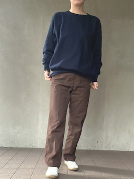 「THE SHINZONE（ザ　シンゾーン）のWASHED HIGH WAIST CHINO PANTS / ウォッシュド ハイウエスト チノパンツ（チノパンツ）」を使った、温流さん（レディース・159cm）の秋コーディネート