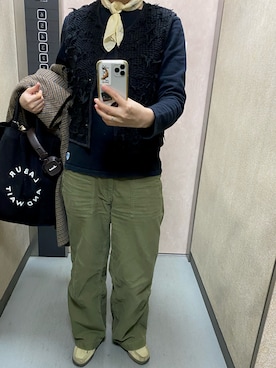 「アイテム（モカシン/デッキシューズ）」を使った、温流さん（レディース・160cm）の冬コーディネート