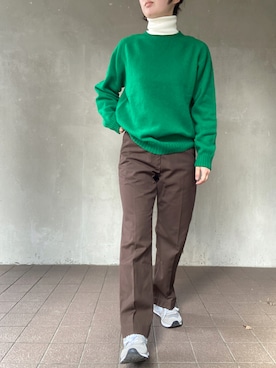 「タートルネック」｜「アイテム（チノパンツ）」を使った、温流さん（レディース・159cm）の秋コーディネート
