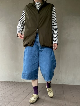 「アイテム（モカシン/デッキシューズ）」を使った、温流さん（レディース・160cm・20代）の秋コーディネート