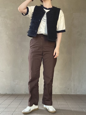 「THE SHINZONE（ザ　シンゾーン）のWASHED HIGH WAIST CHINO PANTS / ウォッシュド ハイウエスト チノパンツ（チノパンツ）」を使った、温流さん（レディース・161cm）の夏コーディネート