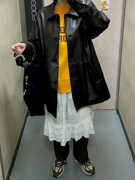 「アイテム（チノパンツ）」を使った、温流さん（レディース・160cm）の冬コーディネート