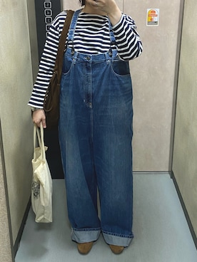 「オーバーオール」｜温流さん（レディース・160cm）の春コーディネート
