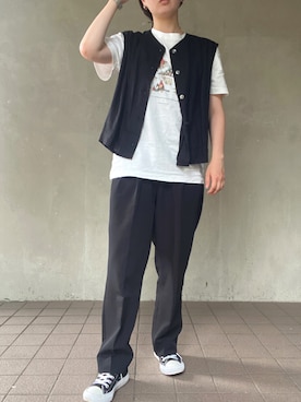 「HAVERSACK（ハバーザック）のアイテム」を使った、温流さん（レディース・159cm）の夏コーディネート