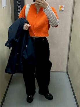 「CORDERAのCORDERA | コットンニットトップス （ニット/セーター、オレンジ系）」を使った、温流さん（レディース・160cm）の春コーディネート