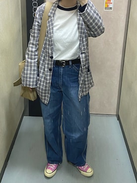 「Lee（リー）のアイテム（パンツ）」を使った、温流さん（レディース・160cm）の春コーディネート