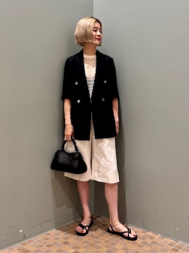 「ダブルジャケット」｜「アイテム（テーラードジャケット）」を使った、Sunaga_TOMORROWLANDさん（レディース・162cm）の夏コーディネート