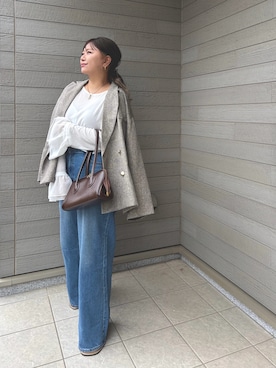 「アイテム（ボストンバッグ）」を使った、makikiさん（レディース・158cm）の秋コーディネート