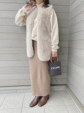 「feepur（フェピュール）のアイテム（スカート）」を使った、makikiさん（レディース・159cm）の冬コーディネート