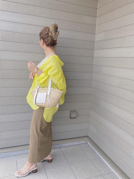 「カコバッグ」｜「アイテム（スカート）」を使った、makikiさん（レディース・159cm）の夏コーディネート